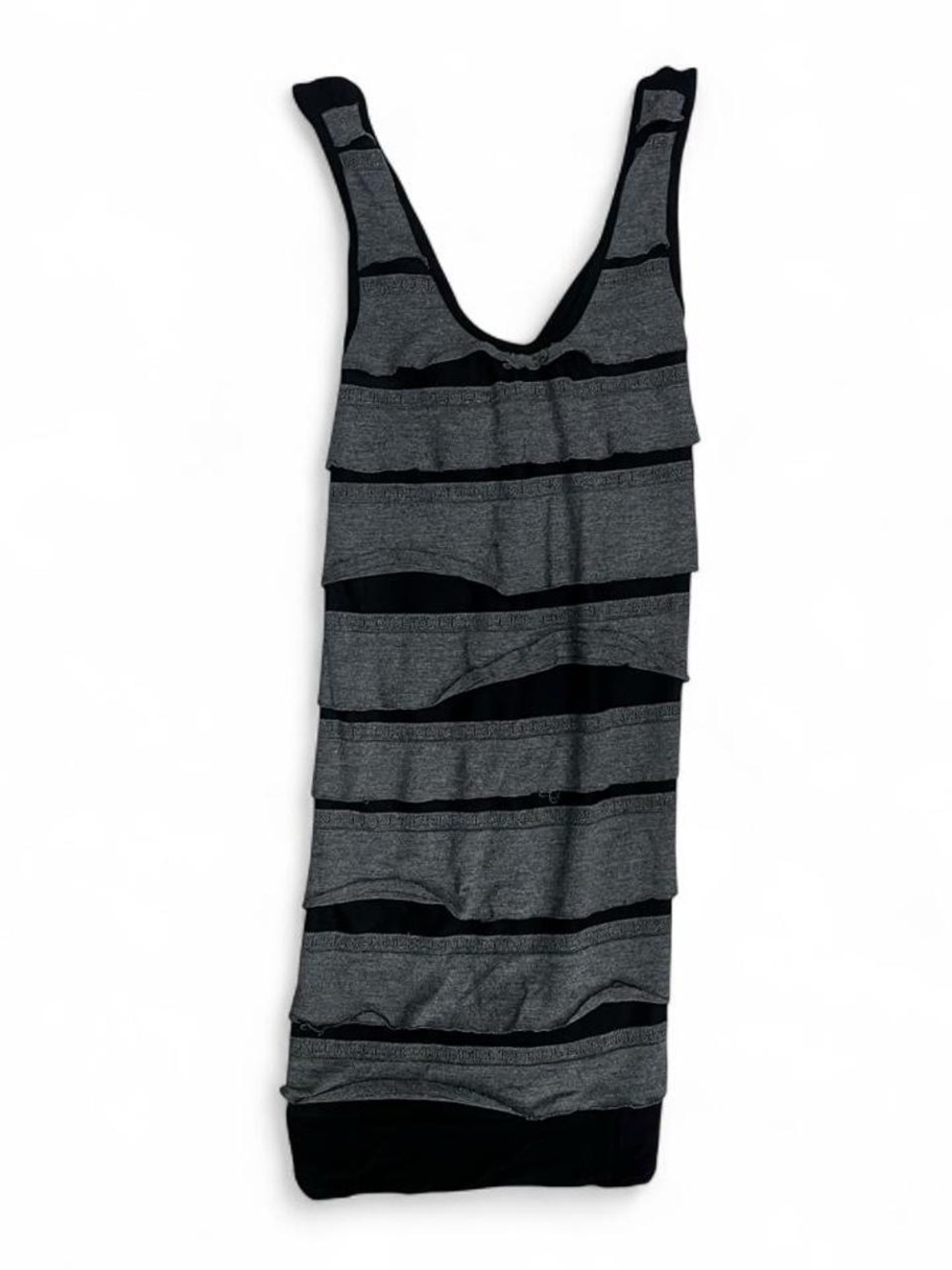 Miley Cyrus & Max Azria Black and Gray Striped Scoop Tank